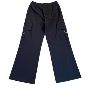 Un1deus2trois3 Paris wool blend black cargo pants with wide legged pants…